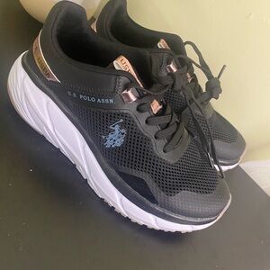 U.S.POLO ASSN. GIRLS BLACK LIGHTWEIGHT SNEAKERS SHOES SLIP-ON Womens Size 7.5